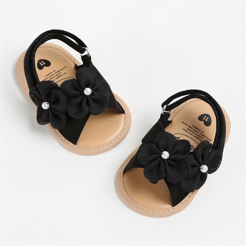 Baby Girl Summer Sandals with 3D Flower Design