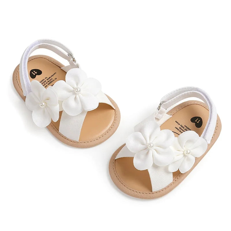 Baby Girl Summer Sandals with 3D Flower Design